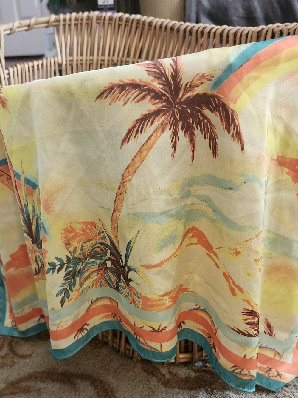Urban Outfitters Tropical Palm Print Scarf in Yellow, Orange & Teal